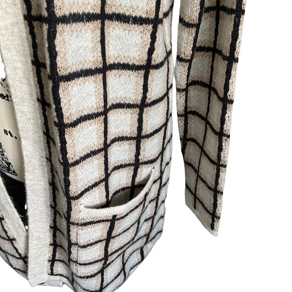 89th and Madison Women's Beige Window Pane Cardigan Sz Large Open Front Sweater - Picture 5 of 9